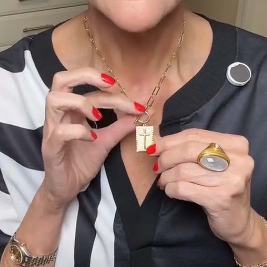 🔥Solange der Vorrat reicht 40 % Rabatt!🎉Kreuz-Anhänger mit Paperclip-Kette