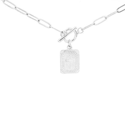 🔥Solange der Vorrat reicht 40 % Rabatt!🎉Kreuz-Anhänger mit Paperclip-Kette