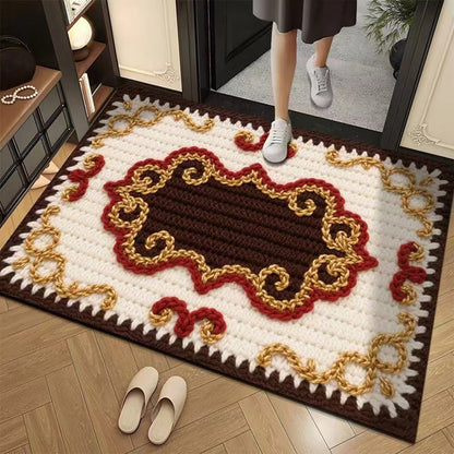🌲Weihnachtsdeal: 3D-Floral-Garn Bodenmatte - Saugstark & Rutschfest