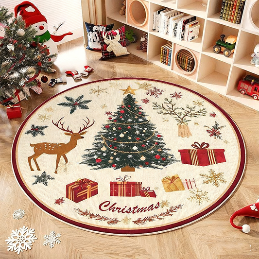 💖Black-Friday-Mega-Angebot – 50 % Rabatt!💖Rutschfester runder Teppich im Weihnachtsbaum-Design