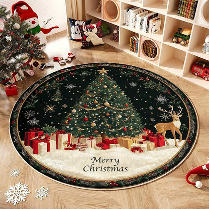💖Black-Friday-Mega-Angebot – 50 % Rabatt!💖Rutschfester runder Teppich im Weihnachtsbaum-Design