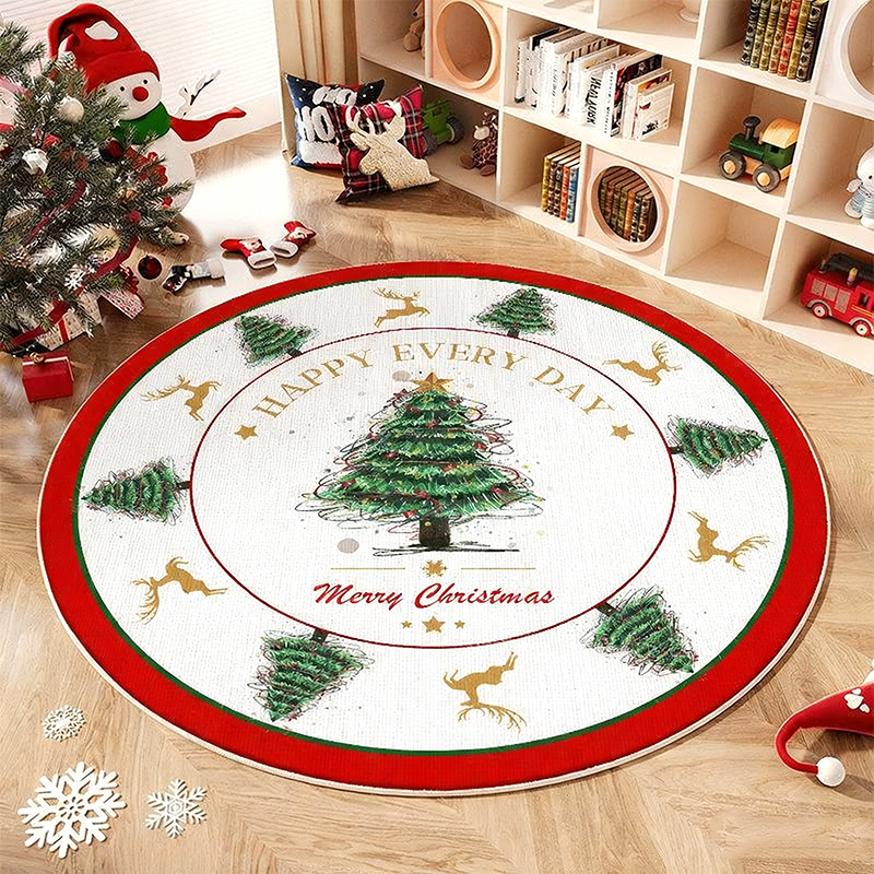 💖Black-Friday-Mega-Angebot – 50 % Rabatt!💖Rutschfester runder Teppich im Weihnachtsbaum-Design