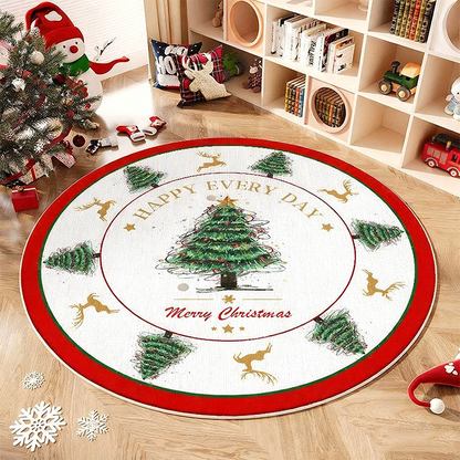 💖Black-Friday-Mega-Angebot – 50 % Rabatt!💖Rutschfester runder Teppich im Weihnachtsbaum-Design