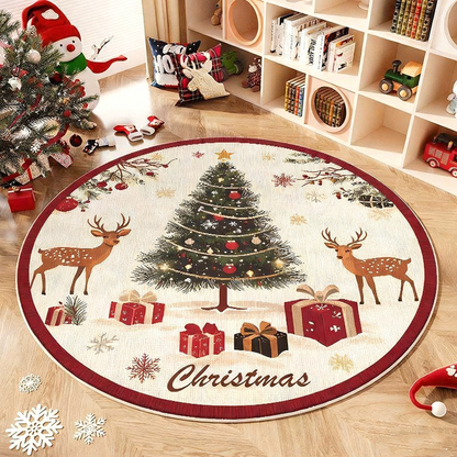 💖Black-Friday-Mega-Angebot – 50 % Rabatt!💖Rutschfester runder Teppich im Weihnachtsbaum-Design