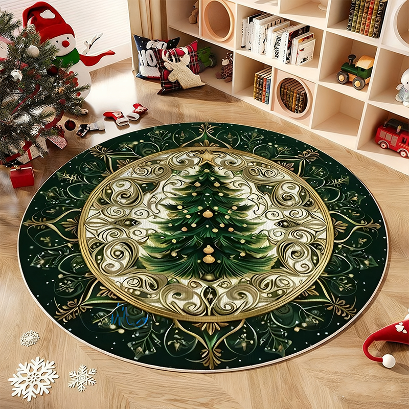 💖Black-Friday-Mega-Angebot – 50 % Rabatt!💖Rutschfester runder Teppich im Weihnachtsbaum-Design