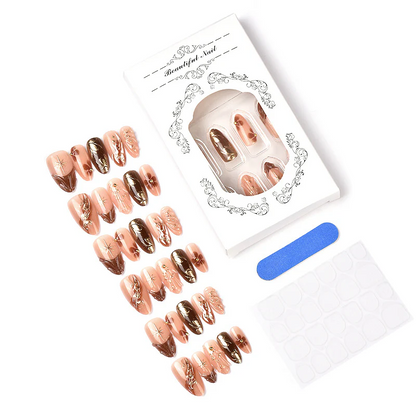 🔥Solange der Vorrat reicht 40 % Rabatt!🎉30-teilig Set handgefertigter Mandelform-Press-On-Nägel