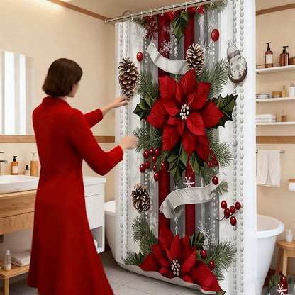 🔥Solange der Vorrat reicht 40 % Rabatt!🎉Weihnachtsroter Druck Feiertags-Duschvorhang