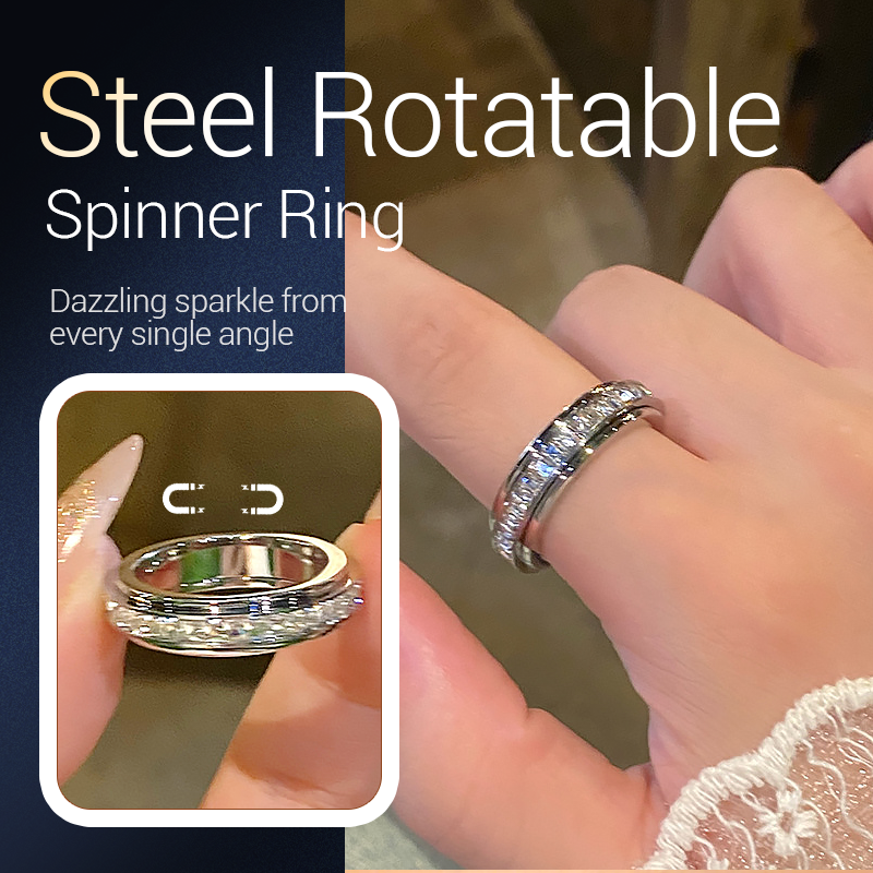 🔥Solange der Vorrat reicht 40 % Rabatt!🎉Drehbarer Spinner-Ring aus Titanstahl mit Zirkonia