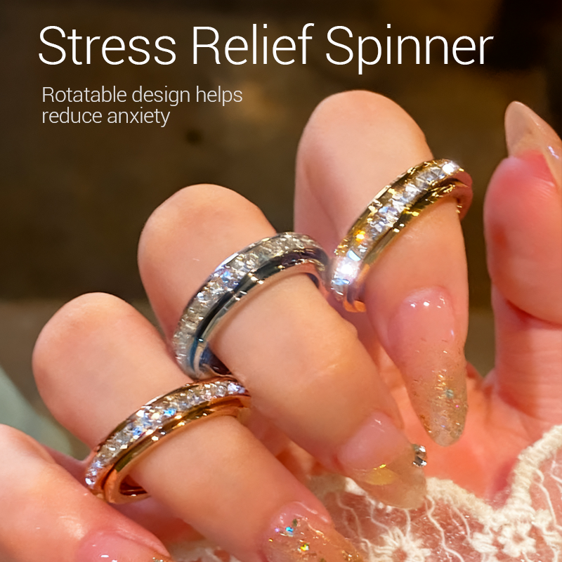 🔥Solange der Vorrat reicht 40 % Rabatt!🎉Drehbarer Spinner-Ring aus Titanstahl mit Zirkonia