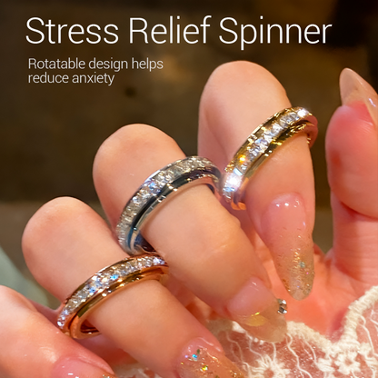 🔥Solange der Vorrat reicht 40 % Rabatt!🎉Drehbarer Spinner-Ring aus Titanstahl mit Zirkonia