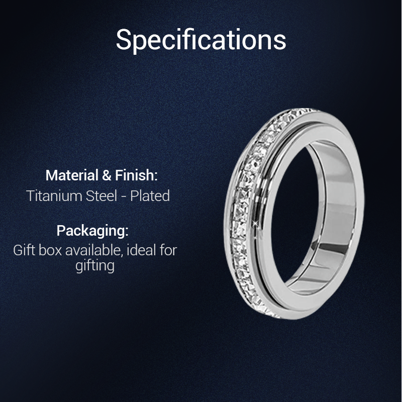 🔥Solange der Vorrat reicht 40 % Rabatt!🎉Drehbarer Spinner-Ring aus Titanstahl mit Zirkonia