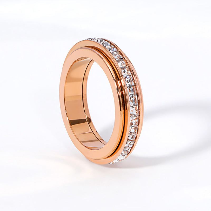 🔥Solange der Vorrat reicht 40 % Rabatt!🎉Drehbarer Spinner-Ring aus Titanstahl mit Zirkonia