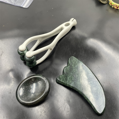 🔥Solange der Vorrat reicht 40 % Rabatt!🎉Naturstein-Massageset: Schabbrett, Fingerclip und eiförmiges Massagegerät