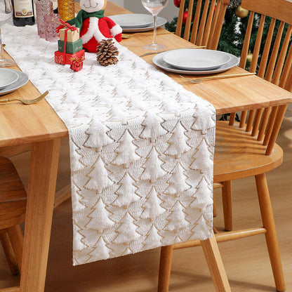 🔥Solange der Vorrat reicht 40 % Rabatt!🎉Weicher, kuscheliger Tischläufer mit Weihnachtsbaum-Design