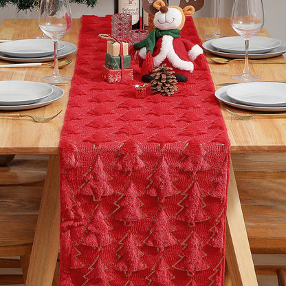 🔥Solange der Vorrat reicht 40 % Rabatt!🎉Weicher, kuscheliger Tischläufer mit Weihnachtsbaum-Design