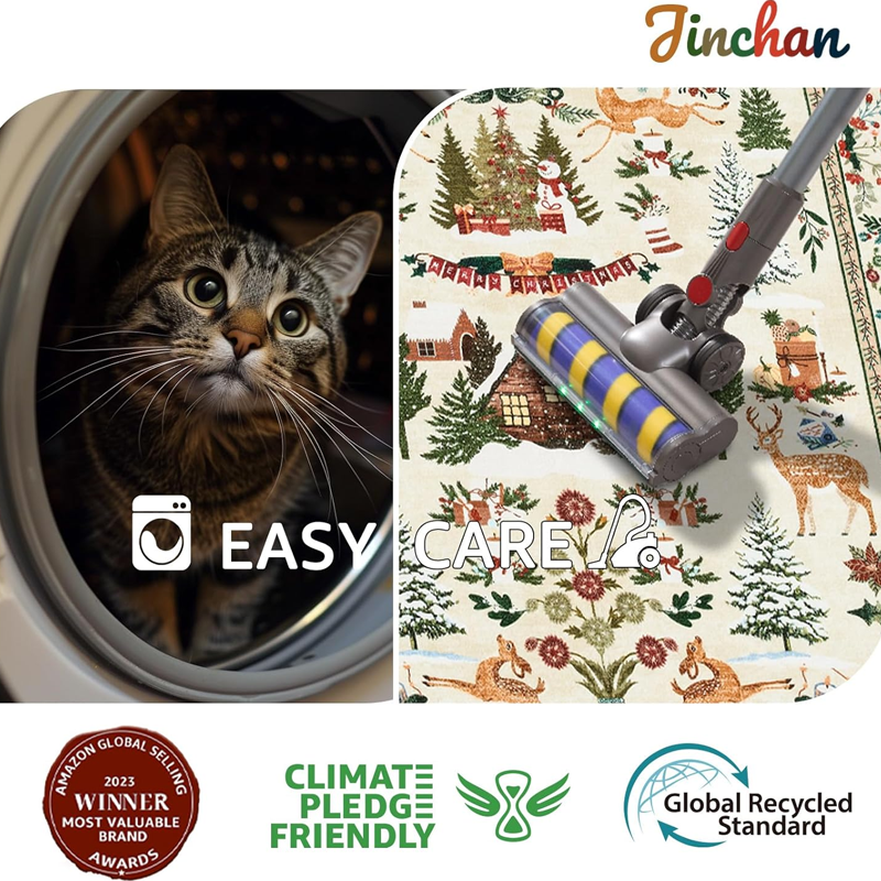 🔥Solange der Vorrat reicht 40 % Rabatt!🎉Runder Weihnachts-Teppich mit Aufdruck, rutschfest und waschbar