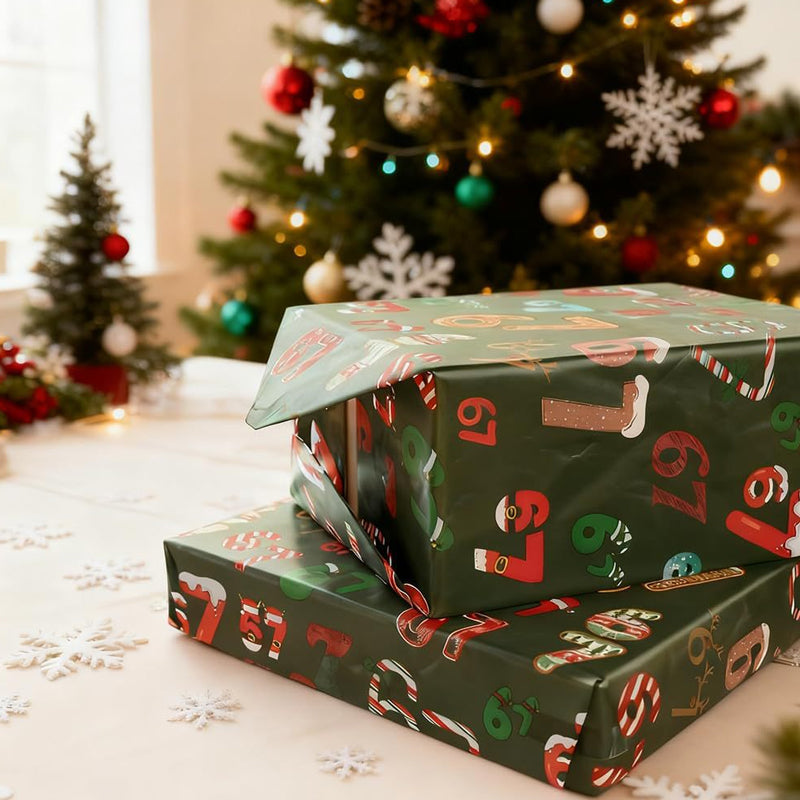 🔥Solange der Vorrat reicht 40 % Rabatt!🎉Witziges Weihnachtsmuster-Geschenkpapier