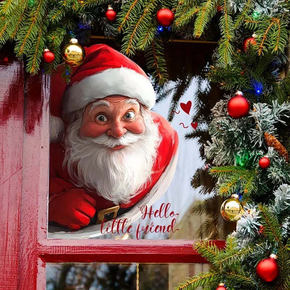 🔥Solange der Vorrat reicht 40 % Rabatt!🎉Weihnachtsmann und Schneeflocke Fensteraufkleber