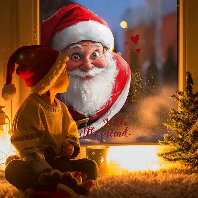 🔥Solange der Vorrat reicht 40 % Rabatt!🎉Weihnachtsmann und Schneeflocke Fensteraufkleber