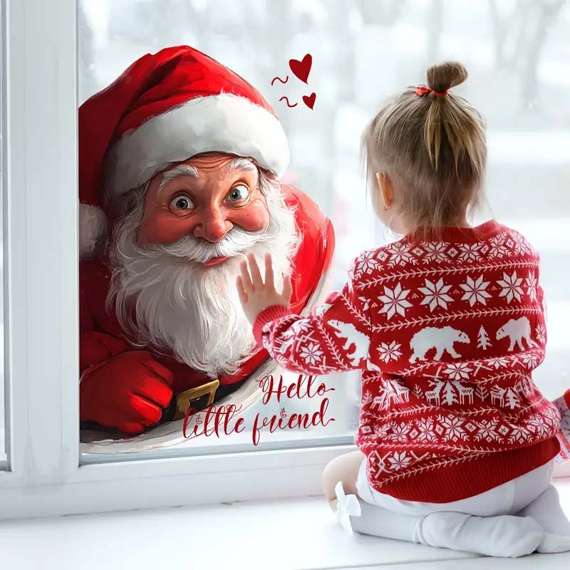 🔥Solange der Vorrat reicht 40 % Rabatt!🎉Weihnachtsmann und Schneeflocke Fensteraufkleber