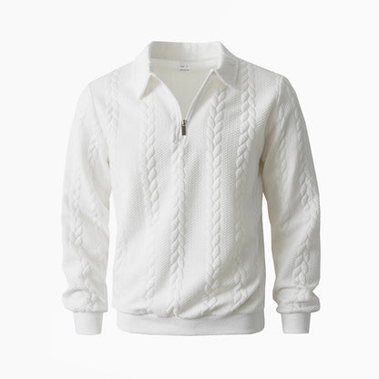 🔥Neuheiten-Angebot – Lässiger Herrenpullover mit halbem Reißverschluss und Zopfmuster