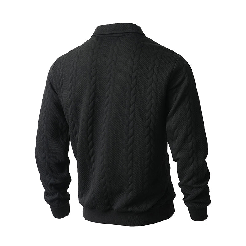 🔥Neuheiten-Angebot – Lässiger Herrenpullover mit halbem Reißverschluss und Zopfmuster