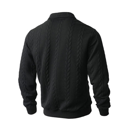 🔥Neuheiten-Angebot – Lässiger Herrenpullover mit halbem Reißverschluss und Zopfmuster