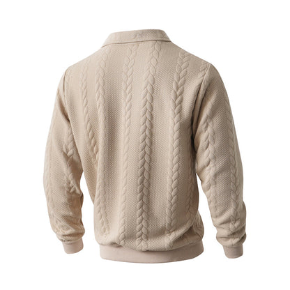 🔥Neuheiten-Angebot – Lässiger Herrenpullover mit halbem Reißverschluss und Zopfmuster