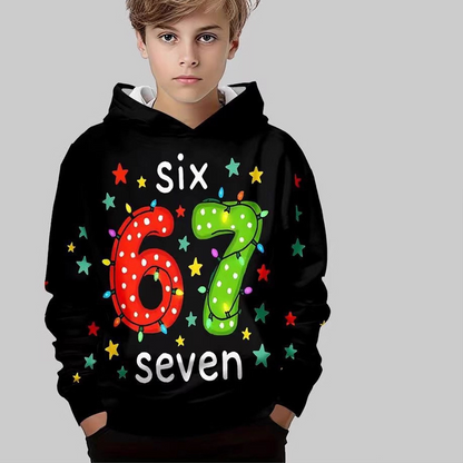 👕 60% RABATT JETZT! ⏰ Kinder Weihnachts-Kapuzenpullover - "67" Print & Weich, Perfekt für Festliche Stimmung ✨