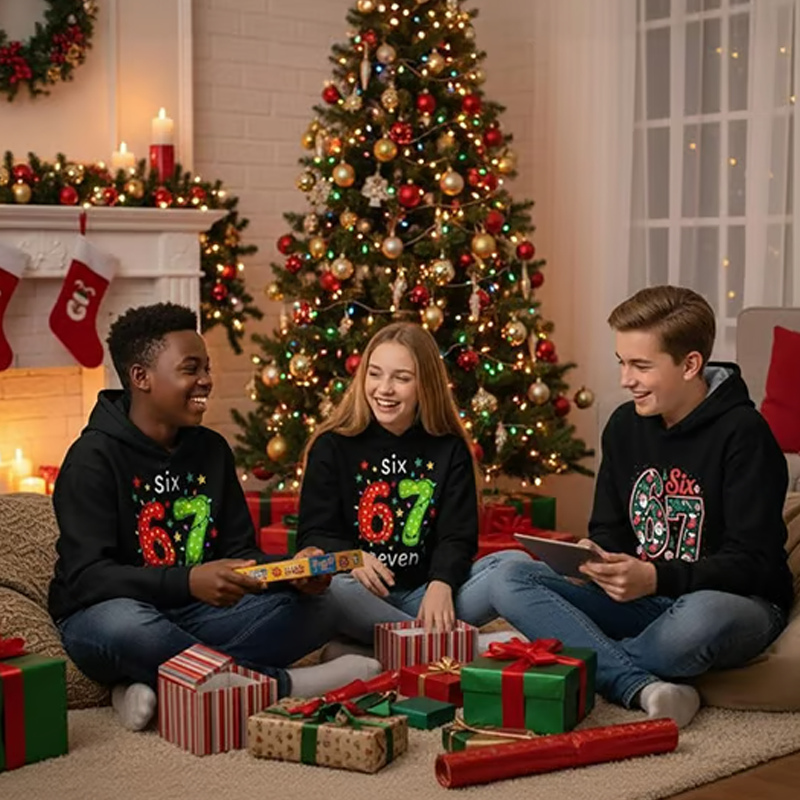 👕 60% RABATT JETZT! ⏰ Kinder Weihnachts-Kapuzenpullover - "67" Print & Weich, Perfekt für Festliche Stimmung ✨