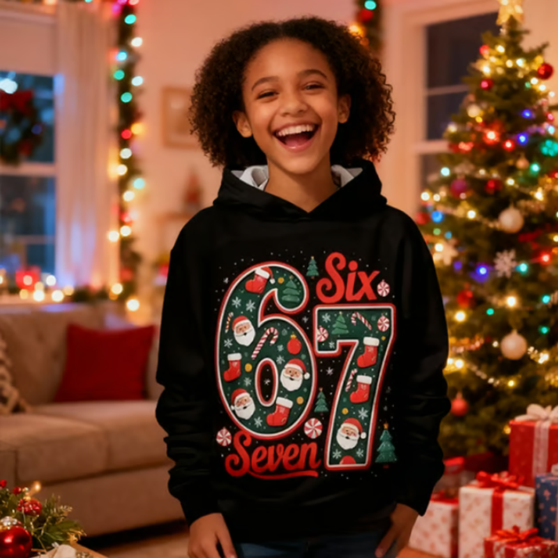 👕 60% RABATT JETZT! ⏰ Kinder Weihnachts-Kapuzenpullover - "67" Print & Weich, Perfekt für Festliche Stimmung ✨