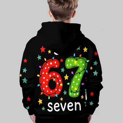 👕 60% RABATT JETZT! ⏰ Kinder Weihnachts-Kapuzenpullover - "67" Print & Weich, Perfekt für Festliche Stimmung ✨