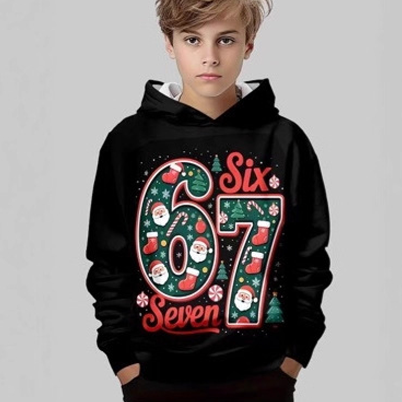 👕 60% RABATT JETZT! ⏰ Kinder Weihnachts-Kapuzenpullover - "67" Print & Weich, Perfekt für Festliche Stimmung ✨