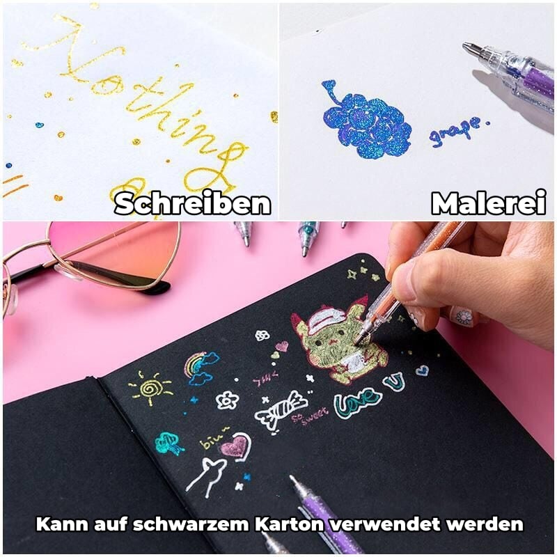 🔥Weihnachtsverkauf - 49% Rabatt🎨 Glitzer-Gelstift-Set🎄Leuchtende Farben, grenzenlose Kreativität