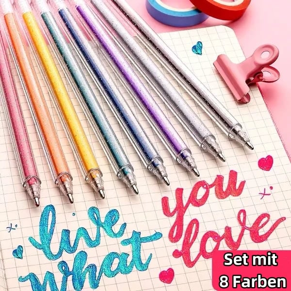🔥Weihnachtsverkauf - 49% Rabatt🎨 Glitzer-Gelstift-Set🎄Leuchtende Farben, grenzenlose Kreativität