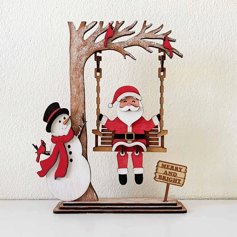 🔥Solange der Vorrat reicht 40 % Rabatt!🎄3D Santa in Holz auf Swing Dekor Tisch