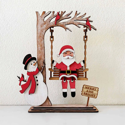 🔥Solange der Vorrat reicht 40 % Rabatt!🎄3D Santa in Holz auf Swing Dekor Tisch