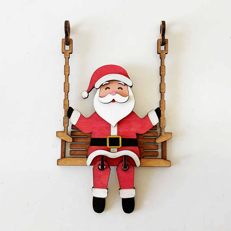 🔥Solange der Vorrat reicht 40 % Rabatt!🎄3D Santa in Holz auf Swing Dekor Tisch