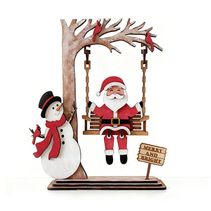 🔥Solange der Vorrat reicht 40 % Rabatt!🎄3D Santa in Holz auf Swing Dekor Tisch