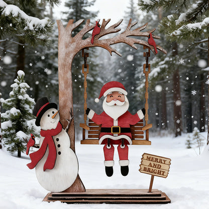 🔥Solange der Vorrat reicht 40 % Rabatt!🎄3D Santa in Holz auf Swing Dekor Tisch