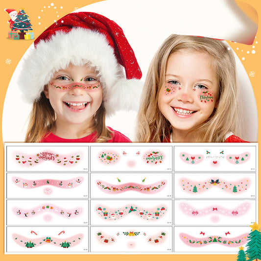⌛ Nur noch 3 Tage – 50 % auf alles! ⏰12 Bögen temporäre Weihnachts-Gesichtstattoos für Kinder