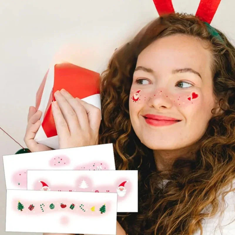 ⌛ Nur noch 3 Tage – 50 % auf alles! ⏰12 Bögen temporäre Weihnachts-Gesichtstattoos für Kinder