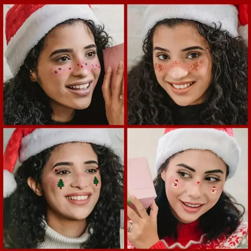 ⌛ Nur noch 3 Tage – 50 % auf alles! ⏰12 Bögen temporäre Weihnachts-Gesichtstattoos für Kinder