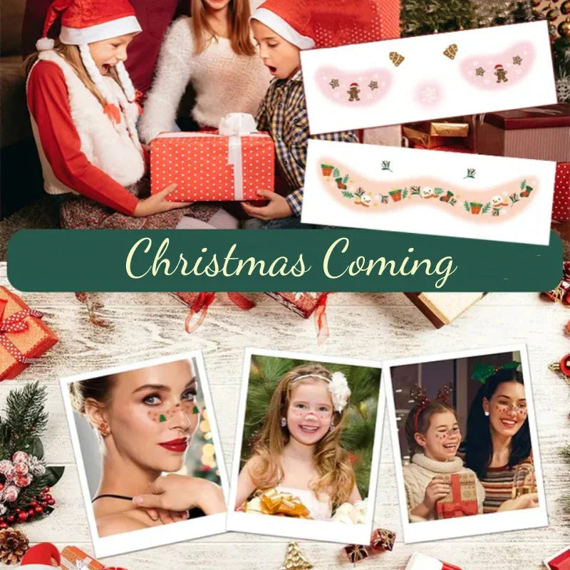 ⌛ Nur noch 3 Tage – 50 % auf alles! ⏰12 Bögen temporäre Weihnachts-Gesichtstattoos für Kinder