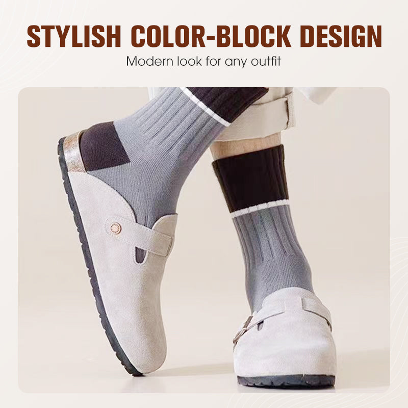 🔥Im Durchschnitt kostet ein Paar 2,5 Euro🔥Herren-Socken in Mid-Calf-Länge mit Farbblock-Design