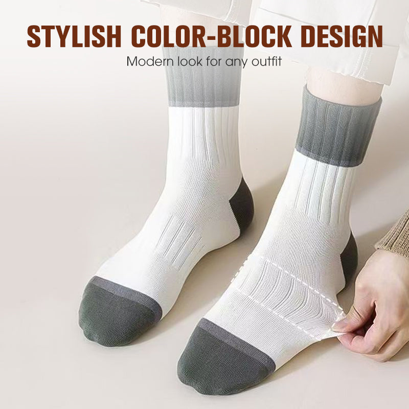 🔥Im Durchschnitt kostet ein Paar 2,5 Euro🔥Herren-Socken in Mid-Calf-Länge mit Farbblock-Design