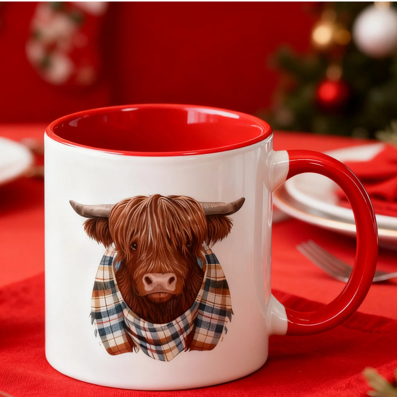 🔥Solange der Vorrat reicht 40 % Rabatt!🎉Keramik-Kaffeetasse mit Hochlandkuh