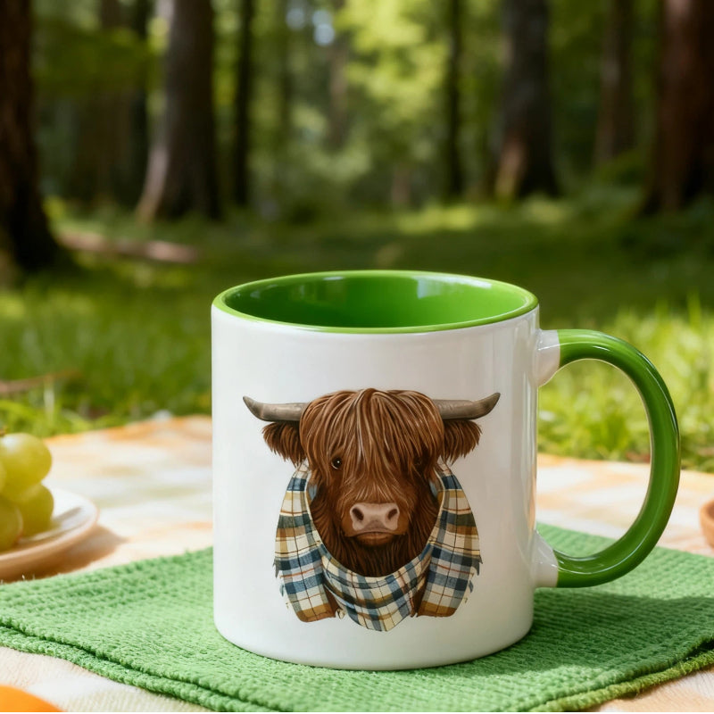 🔥Solange der Vorrat reicht 40 % Rabatt!🎉Keramik-Kaffeetasse mit Hochlandkuh
