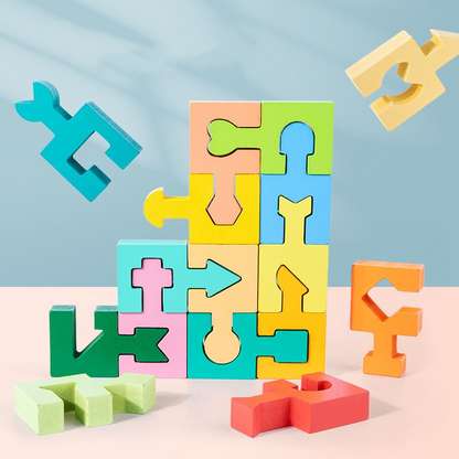 🔥Solange der Vorrat reicht 40 % Rabatt!🎉Geometrisches Holzpuzzle zum Zuordnen für Kleinkinder