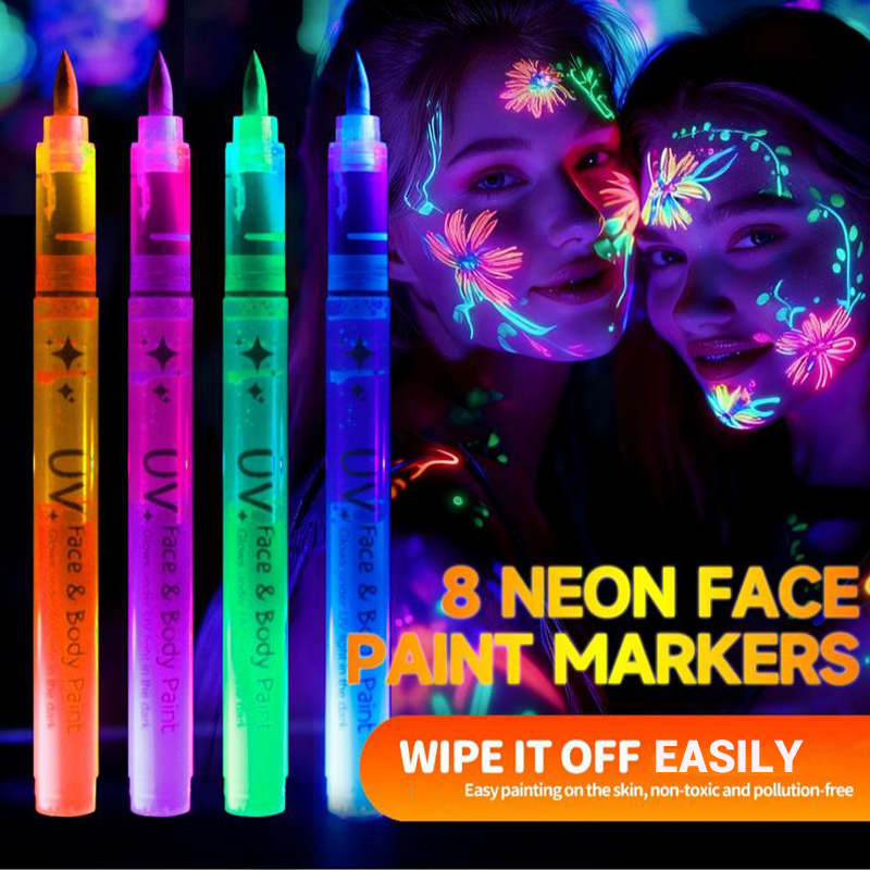 🔥Solange der Vorrat reicht 40 % Rabatt!🎉UV-Leuchtende Gesichts- und Körperfarben-Marker-Set